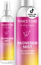 Pink Stork Magnesium Spray Mist - pour le calme, le stress et le sommeil, le soutien du mal de mer, la grossesse doit avoir, 200 mg par 6 sprays, Pure Magnesium Chlorure Spray corporel, 4 oz, Sans parfum