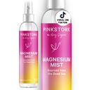 Pink Stork Magnesium Spray Mist - pour le calme, le stress et le sommeil, le soutien du mal de mer, la grossesse doit avoir, 200 mg par 6 sprays, Pure Magnesium Chlorure Spray corporel, 4 oz, Sans parfum
