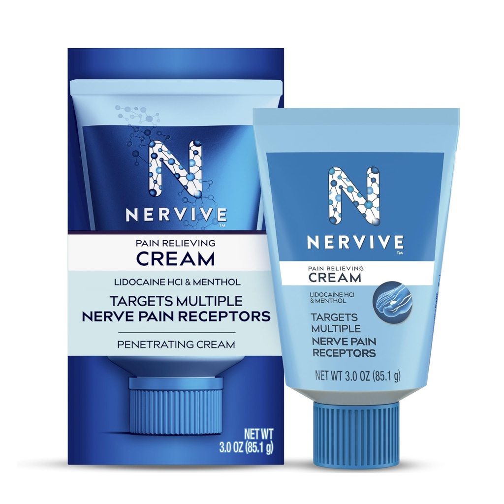 Crème de soulagement de la douleur nerveuse, Max Strength Non-Greasy Topic Pain Reliever avec Lidocaine et Menthol pour les orteils, les pieds, les doigts, les mains, les jambes et les bras, 3.0oz