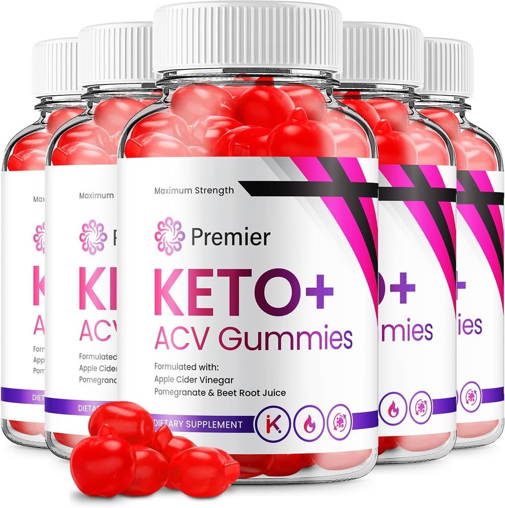 (5 Pack) Premier Keto ACV Gummies - Formule avancée Première Keto Plus ACV Gummies Cider de pomme Vinegar Premier ACV Dietary Supplément Avis Hommes Femmes (300 Gummies)