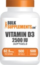 BulkSupplements.com Vitamine D3 2500IU Softgels - Cholecalciferol, D3 Supplément, Vitamine D 2500 UI - 1 Vitamine D3 Softgel (62,5 mcg de vitamine D) par portion, 500 Compte (paquet de 1)