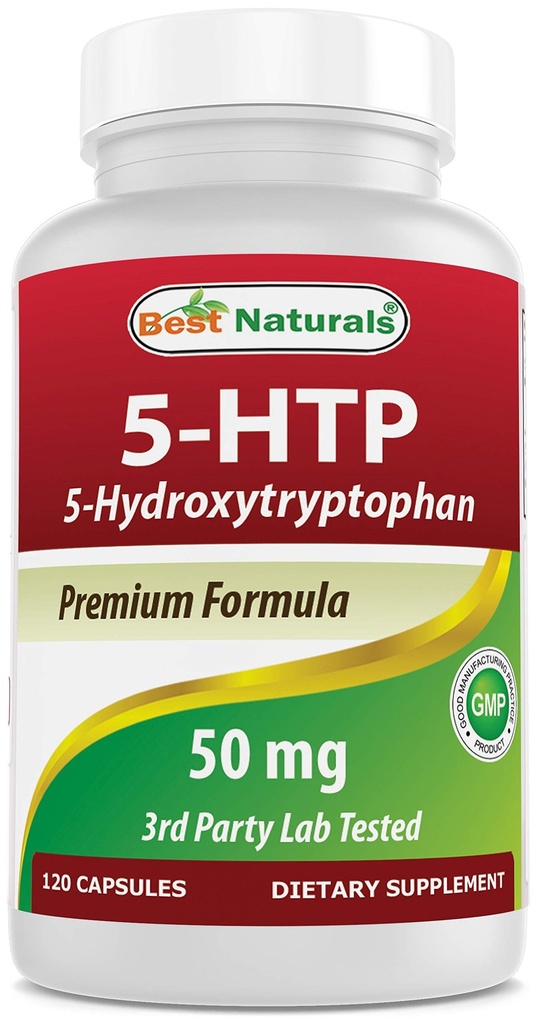 Best Naturals 5-HTP 50 mg 120 Capsules, 5 Capsules HTP Supporte la relaxation et le sommeil reposant