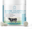 Bovin Colostrum 120 Comprimés croustillants, 2000mg Supplément Colostrum 40% IgG, pour le soutien immunitaire, la santé de Gut, la croissance des cheveux, l'énergie, 100% gazon et premier laitage, sans gluten, sans soja