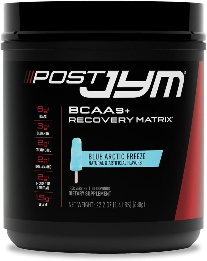 Supplément JYM Science Post JYM Active Matrix Blue Artic Freeze Amino Recovery Pure Creatine HCL, BCAA, Glutamine, Carnitine, Betaine, Taurine pour la force, la réparation, la performance 30 portions
