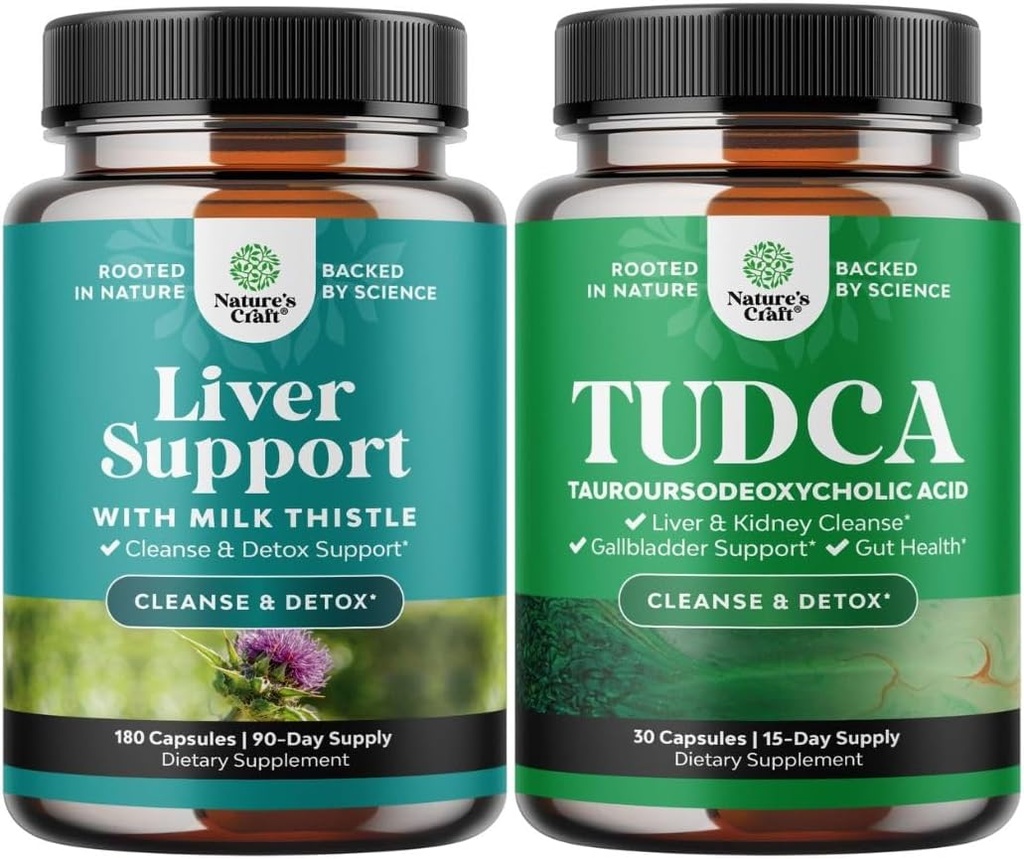 Bundle of Liver Cleanse Detox & Repair - Herbal Liver Support Lait Thistle Supplément et le supplément avancé de sel bile TUDCA - Extra Strength TUDCA 500mg par portion de sel bile pour Gallbladder,Kidney