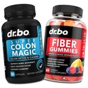 DR. BO Fibre Gommies & Colon Cleanse Suppléments - Supplément de fibre prébiotique Gummy - Super Colon Magic Bowel Movement Support pour le nettoyage Gut & Stomach