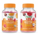 Biotine Lifeable Kids + Calcium avec Vitamine D Kids, Gummies Bundle - Grande dégustation, supplément de vitamine, sans gluten, sans OGM, gummy à croquer