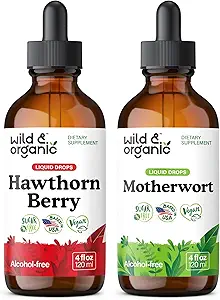 Teinture de baies d'épines sauvages et organiques 4 fl oz & northerwort Teinture 4 fl oz