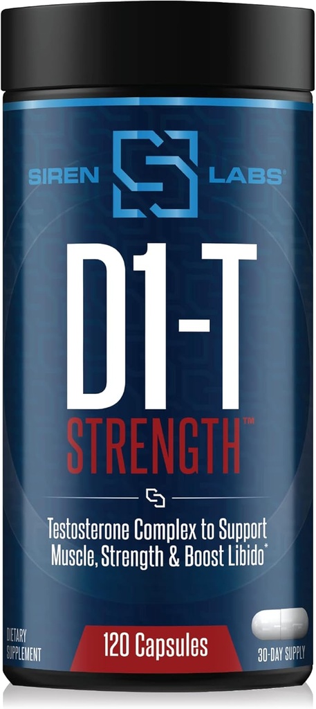 D1-T Strength Testostérone Booster for Men Mass Gainer with D-Aspartic Acid - Monster Muscle Mass Building - Test Booster Suppression of Estrogen Anabolic Muscle Growth (120 Capsules)