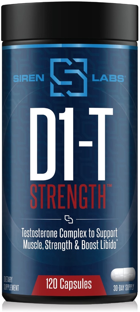 D1-T Strength Testostérone Booster for Men Mass Gainer with D-Aspartic Acid - Monster Muscle Mass Building - Test Booster Suppression of Estrogen Anabolic Muscle Growth (120 Capsules)