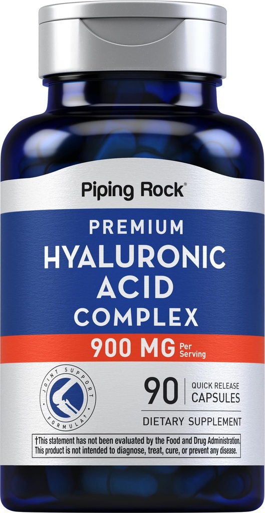Pipeping Rock Capsules d'acide hyaluronique $ 900mg $ 90 Pills $ Supplément avec MSM et Collagen $ Complexe Premium pour les femmes et les hommes $ Non-OGM, sans gluten