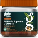 Gaia Herbs Turmeric Supreme Extra Strength Gommies - Soutient le soulagement de l'enflure pour aider à maintenir un mode de vie actif - Lemon Ginger Flavor - 60 Gommies biologiques végétaliens (20 jours d'approvisionnement)