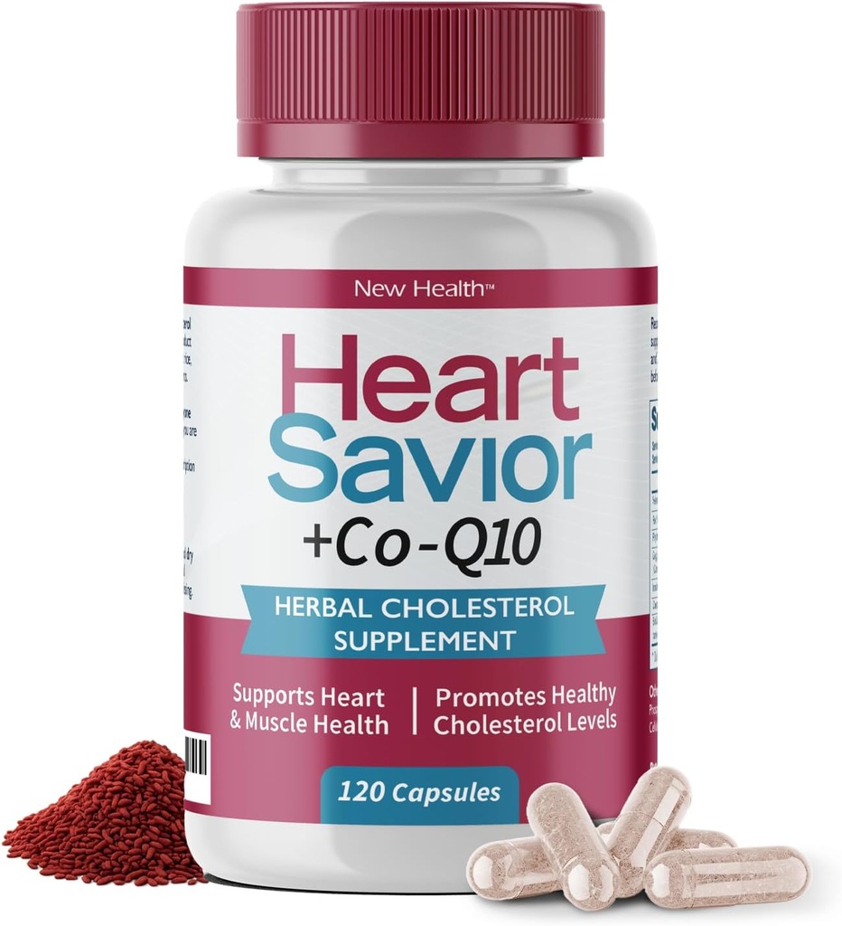 Supplément naturel avec CoQ10, Riz de levure rouge, Niacin, Policosanol et Guggul. La Voie Naturelle. par New Health Plus 60 MG Co-Q10 (120 capsules)