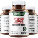 Vegan Labs Apple Cider Vinegar Capsules with The Mother- 180 Vegan Capsules, 1600MG Per Serving- 100% Natural ACV Pills- Supports Healthy Digestion, Keto, Weight Management, Detox, and Immune System