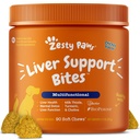 Zesty Paws Supplément de soutien du foie pour les chiens - avec extrait de chardon de lait, curcumine curcumine curcumine, Choline - Formule de chew doux - pour la fonction du foie de chien