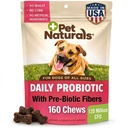 Animaux naturels Probiotique quotidien pour chiens, Arôme de canard, 160 Chews - 120M UFC Pré et probiotiques pour chiens Santé digestive, Santé Gut, Soutien immunitaire, Diarrhée, Allergies et Démangeaisons