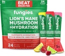 Fungies Mélange de boisson d'électrolyte avec le champignon de la Mane du Lion et électrolytes essentiels, 24 variétés Pack - Supplément d'hydratation sans sucre Poudre pour adultes pour la santé du cerveau & Focus - Supplément de champignons