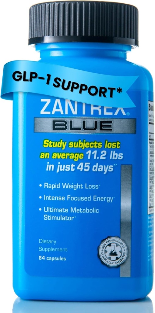 Zantrex Blue Energy & Thermogenèse booster l'énergie de supplément de perte de poids pour le contrôle de l'appétit, la brûlure de calories accrue et soutient les niveaux GLP-1