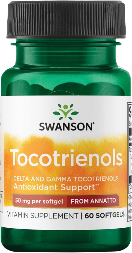Swanson Deltagold Tocotriénols - Tocotriénols d'Annatto et de Vitamine E - 99% sans tocophérol (60 softgels, 50mg chacun)