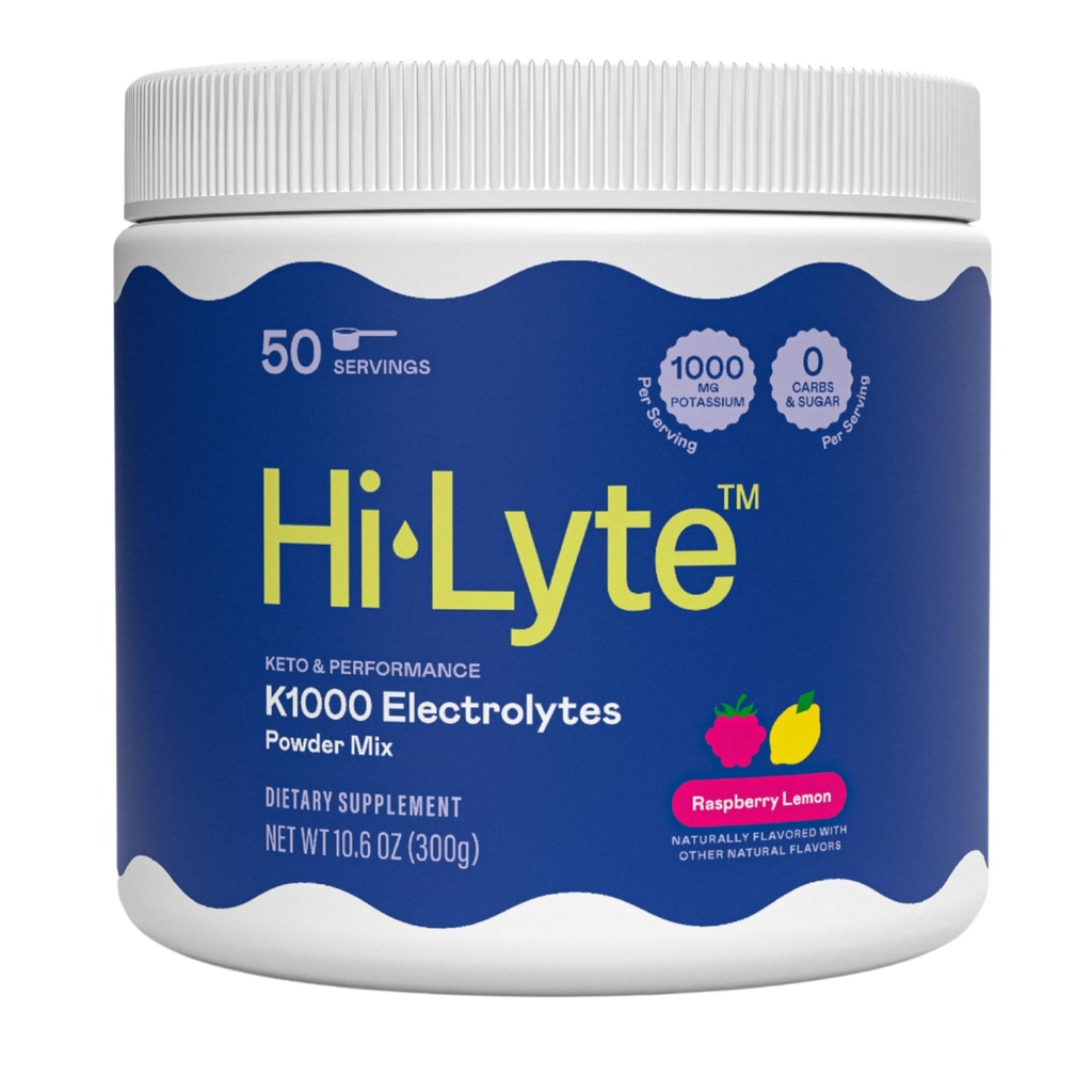 Hi-Lyte Keto K1000 Poudre d'électrolyte de framboise Lemon d'hydratation Supplément boisson Mélange de booster l'énergie et de battre les crampes de jambes