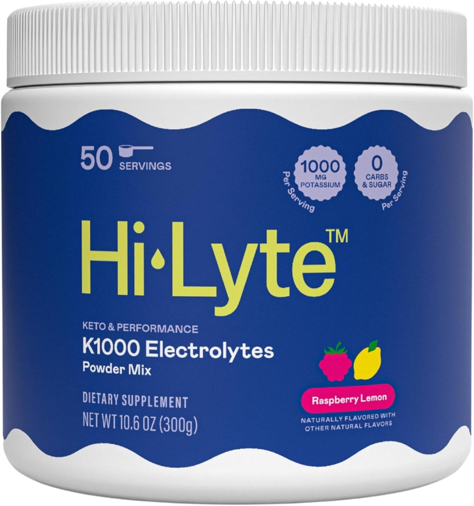 Hi-Lyte Keto K1000 Poudre d'électrolyte de framboise Lemon d'hydratation Supplément boisson Mélange de booster l'énergie et de battre les crampes de jambes