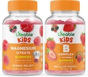 Magnésium Lifeable Kids + B Complexe Kids, Gommies Bundle - Grande dégustation, supplément de vitamine, sans gluten, sans OGM, gommy à croquer