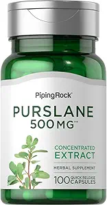 Piping Rock Purslane Supplement de feuille de 500mg de 100 capsules Extrait de graines de plantes Portulaca Oleracea