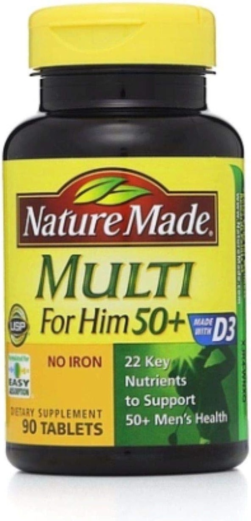 Nature Made Multi for Him 50+ Dietary Supplement Tablets 90 ea (Pack of 4)