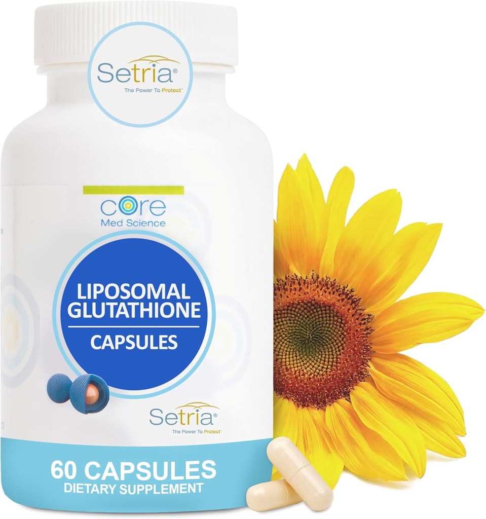 Core Med Science Liposomal Glutathione Supplement (500mg, 60 Capsules) - Pure Reduced Setria with Phospholipid Complex - Antioxidant Supplement for Energy, Brain Health, Skin & Liver Health