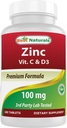Meilleur Zinc naturel 100 mg avec vitamine C & D3 180 Comprimés sans gluten et non-OGM