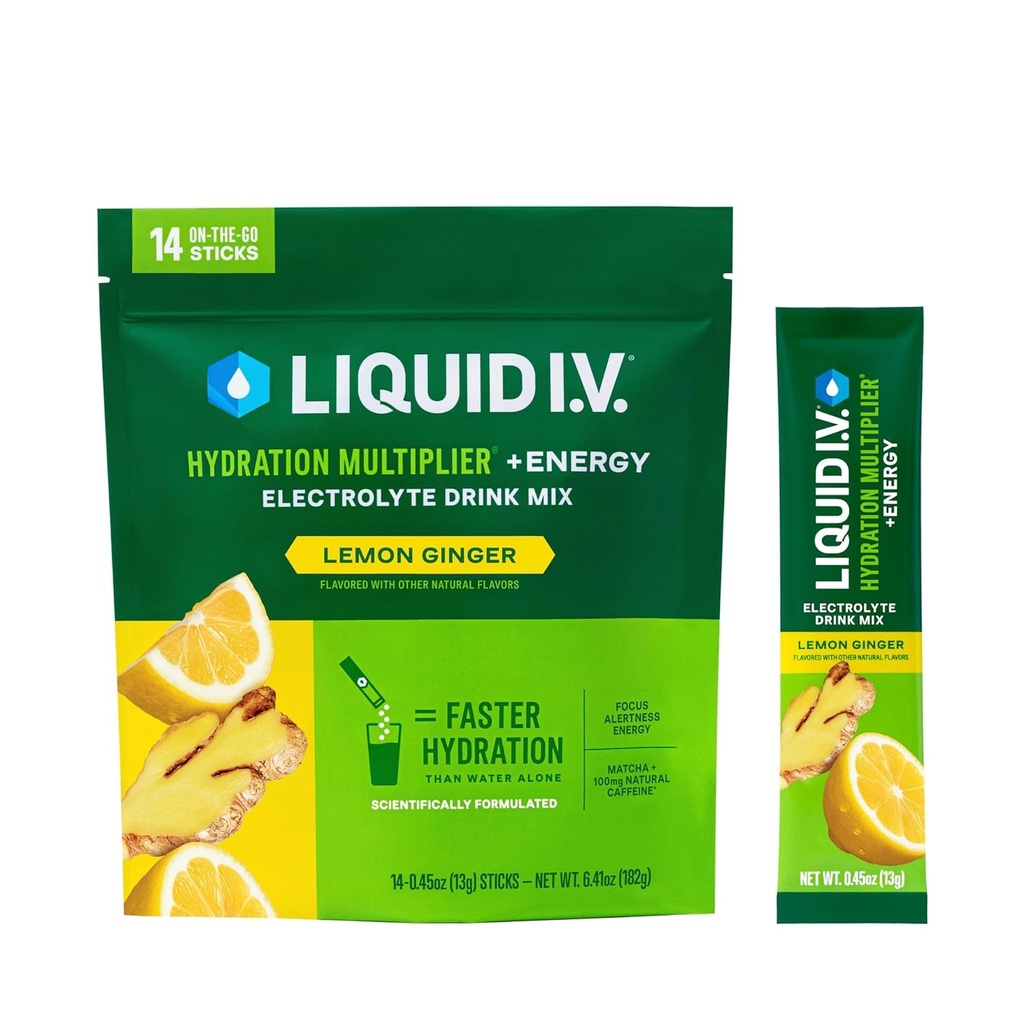 Multiplieur d'hydratation I.V.® liquide +Énergie - Gingembre de citron
