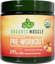 Organic Muscle poudre de pré-entraînement biologique, fraise de mangue — USDA mélange de super-aliments biologiques, maca, racine de betterave, Cordyceps, Rhodiola, 150mg de caféine naturelle, végétalien, sans jitters, 20 portions