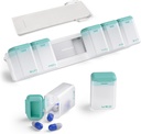 Organisateur hebdomadaire de pilules 1 fois par jour, boîte magnétique de pilules 7 jours, cas de pilules de voyage amovibles, une fois par jour contenant support de pilules, grand distributeur de médicaments pour la médecine, vitamine, supplément, turquoise