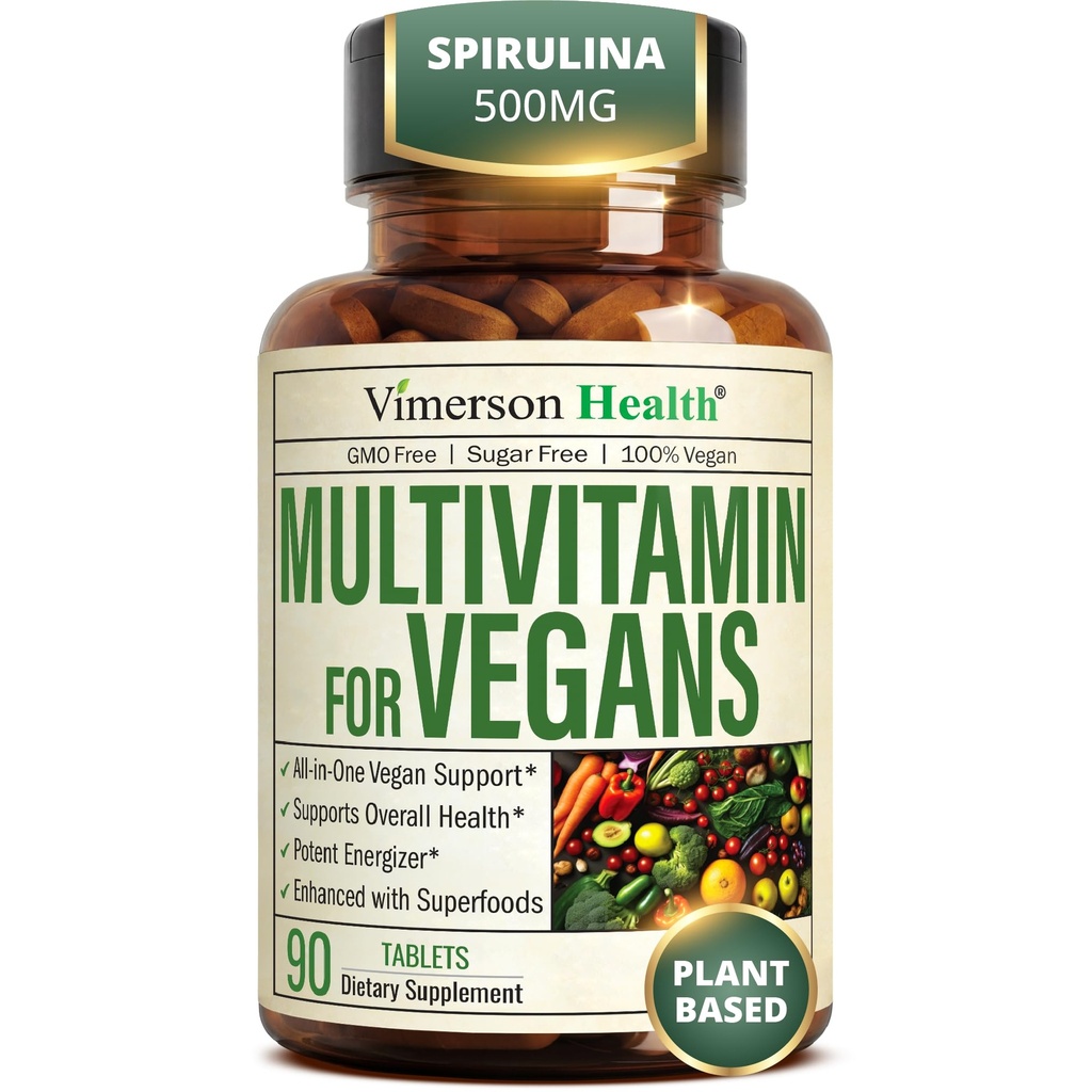 Multivitamine végane pour les femmes et les hommes - Multivitamines essentielles et multiminérales 90 comprimés avec vitamine B12, A, D, C, zinc, magnésium et plus pour le bien-être total du corps - 23 nutriments et vitamines clés