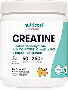 Nutricost poudre monohydratée de créatine pour les femmes, micronisé, pèche Mango Flavor, 50 portions - végétarien, non-OGM, sans gluten