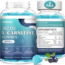 2 Pack sans sucre Acetyl L-Carnitine Gommies, supplément L-Carnitine pour les femmes et les hommes, avec vitamine C & B12, ALCAR pour l'énergie, le cerveau et le soutien de la santé cardiaque, végétalien, non-OGM, 120 comte