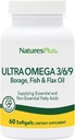 Natures Plus Ultra Omega 3 6 9-1200 mg, 60 Softgels - Huile de bore, huile de poisson, supplément d'huile de lin, sans gluten - 60 portions