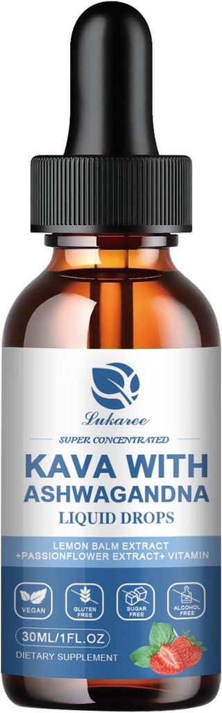 Lukaree (2 Pack) Supplément d'extrait de racine de kava kava - haute concentration Kava w/Ashwagandha, baume de citron, racine valériane pour immune et santé globale - végétalien, sans alcool