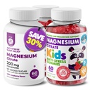 Kids Magnesium 120 count and Magnesium 60 count Gummies Sugar-Free - Calm Magnesium Gummies Supplement for Children, Sugar-Free Magnesium Calm Chews for Kids & Adults