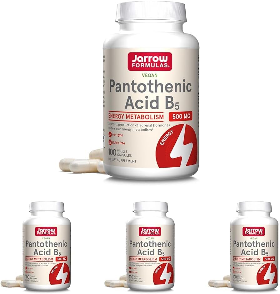 Formules de collage Acide pantothénique B5 500 mg - 100 capsules de légumes - Supplément alimentaire essentiel de vitamine B - Production d'énergie et soutien au métabolisme - 100 portions (paquet de 4)
