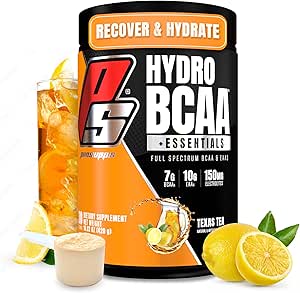 PROSUPPS HydroBCAA Essential Amino Acids Powder, Texas Tea - Supplément entraînement avec BCAA, EAA et électrolytes pour l'hydratation et la récupération - Sans stimulant, sans soja et sans gluten - 30 portions
