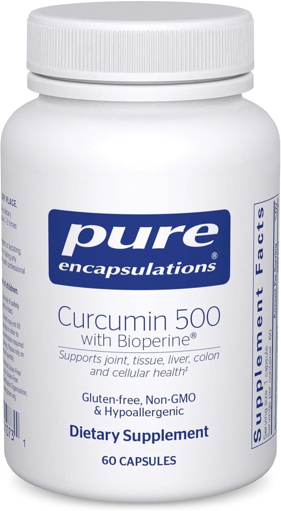 Pure Encapsulations Curcumin 500 with Bioperine - Antioxidant Supplement to Support Joints, Tissue, Liver, Colon & Cellular Health* - with Turmeric Curcumin & Bioperine - 60 Capsules