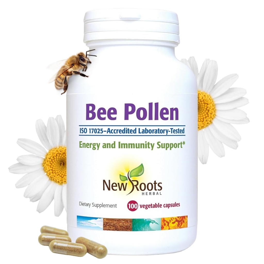 Capsules de pollen d'abeille (1000 mg) Tous les suppléments naturels de pollen d'abeille sont riches en minéraux, vitamines et acides aminés essentiels pour le soutien antioxydant et la vitalité de l'abeille (100 capsules)
