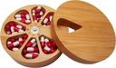 fashciaga Bamboo Wood Daily Weekly Vitamine Medicine Pill Organizer Case Box,Conteneurs de cellier d'épice de sel de chatte,Bijoux de bague d'oreille Entreposage Boîte décorative (Grande)
