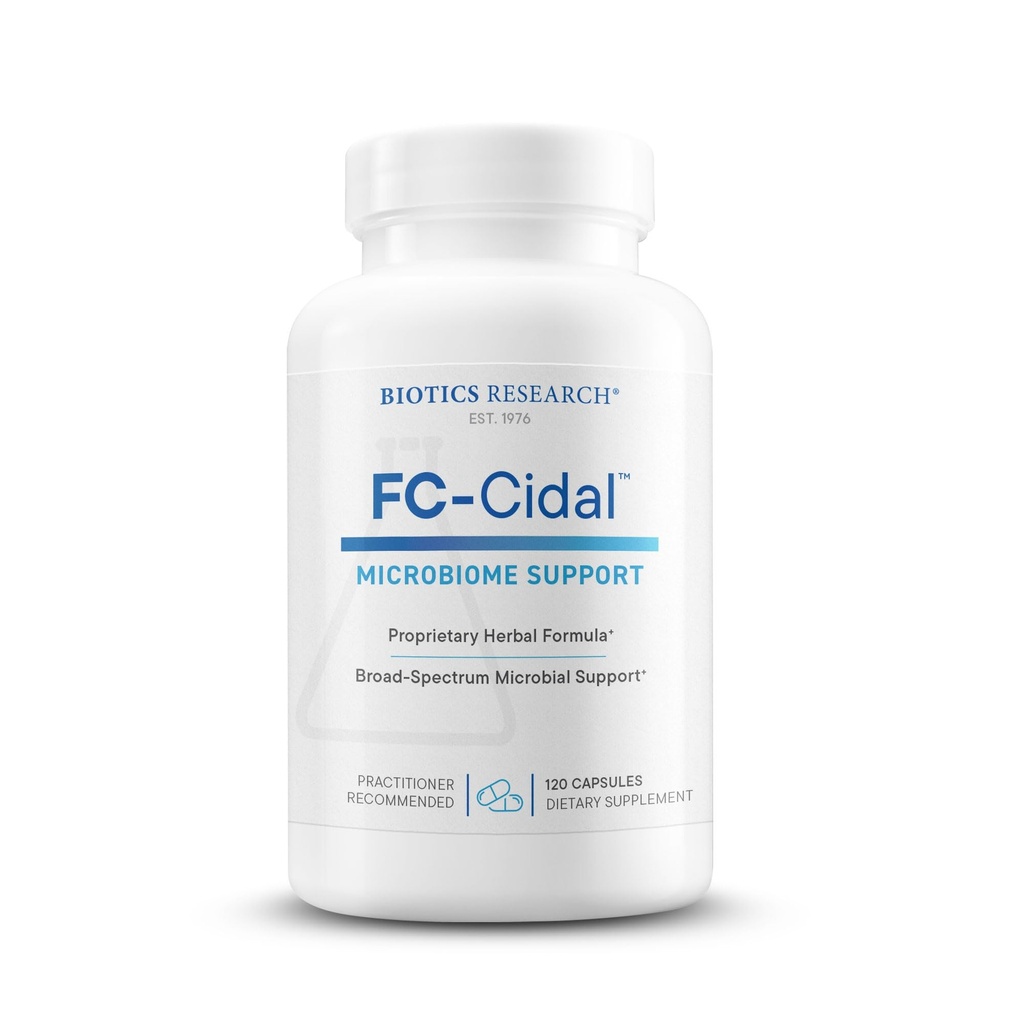 Recherche en biotique FC CidalTM Herbal Blend Complete GI Gut Health for Women & Men- 500 mg/Serving - 7 Herbs Proprietary Blend Supplément soutient la santé de l'IG Fonction et équilibre microbien 120 Capsules