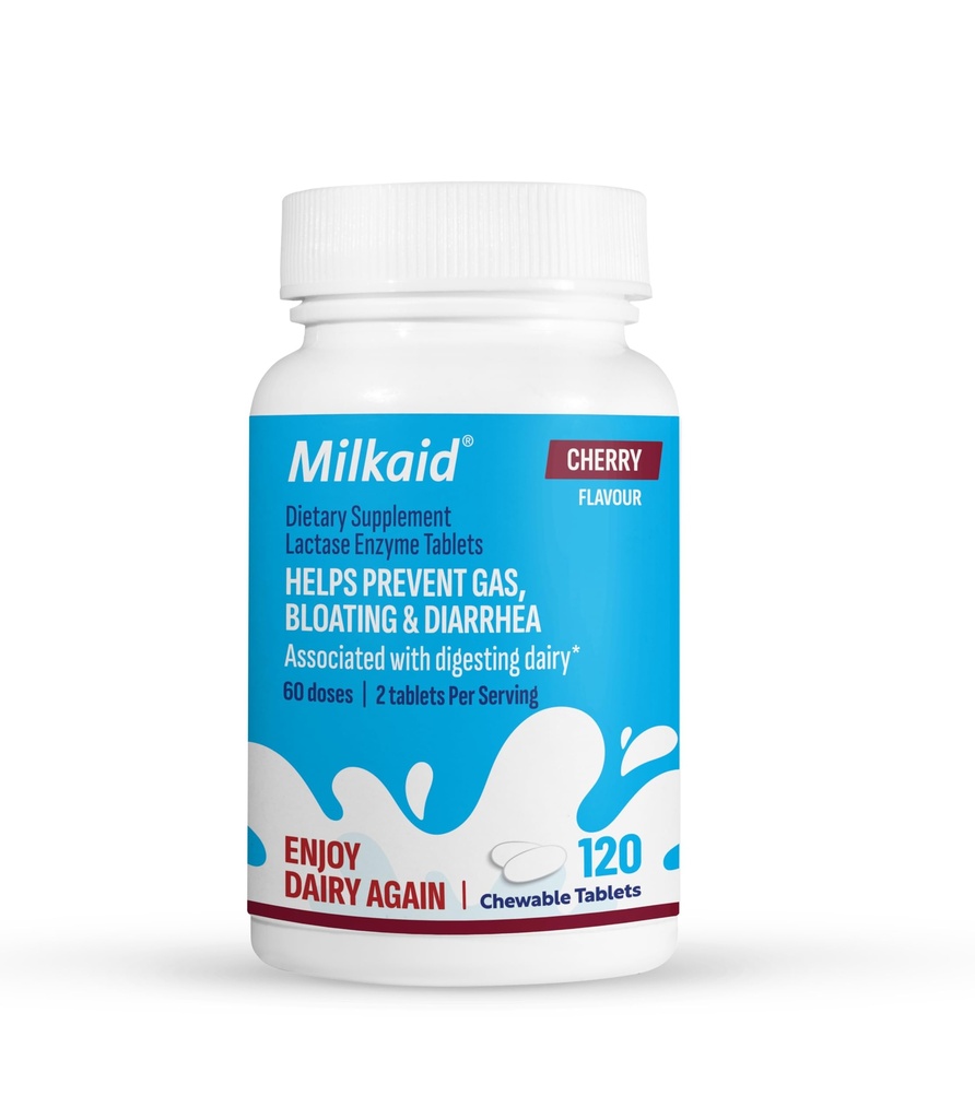 Laitaid Lactase Enzyme Comprimés à croquer pour soulager l'intolérance à la lactose