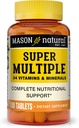 MASON NATURAL Super Multiple 34 Vitamines et Minéraux - Soutien nutritionnel complet, tout en une multivitamine, soutient la santé globale, 100 comprimés