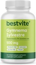 BESTVITE Gymnema Sylvestre 500mg (120 capsules végétariennes) - Standardisé à 75 % acide gymnémique - Pas de stéarate - Pas de remplissage - Pas d'agents d'écoulement - Vegan - Non OGM - Sans gluten