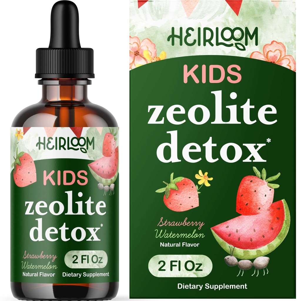 Détox zéolite pour enfants gouttes liquides - Nettoyage quotidien doux et soutien de la parole avec B12 méthylé et vitamine D - Enfants Clinoptilolite gouttes zéolite Détox supplément de nettoyage 2oz