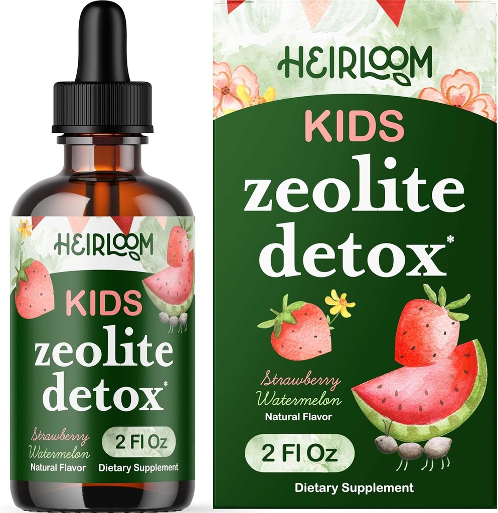 Détox zéolite pour enfants gouttes liquides - Nettoyage quotidien doux et soutien de la parole avec B12 méthylé et vitamine D - Enfants Clinoptilolite gouttes zéolite Détox supplément de nettoyage 2oz